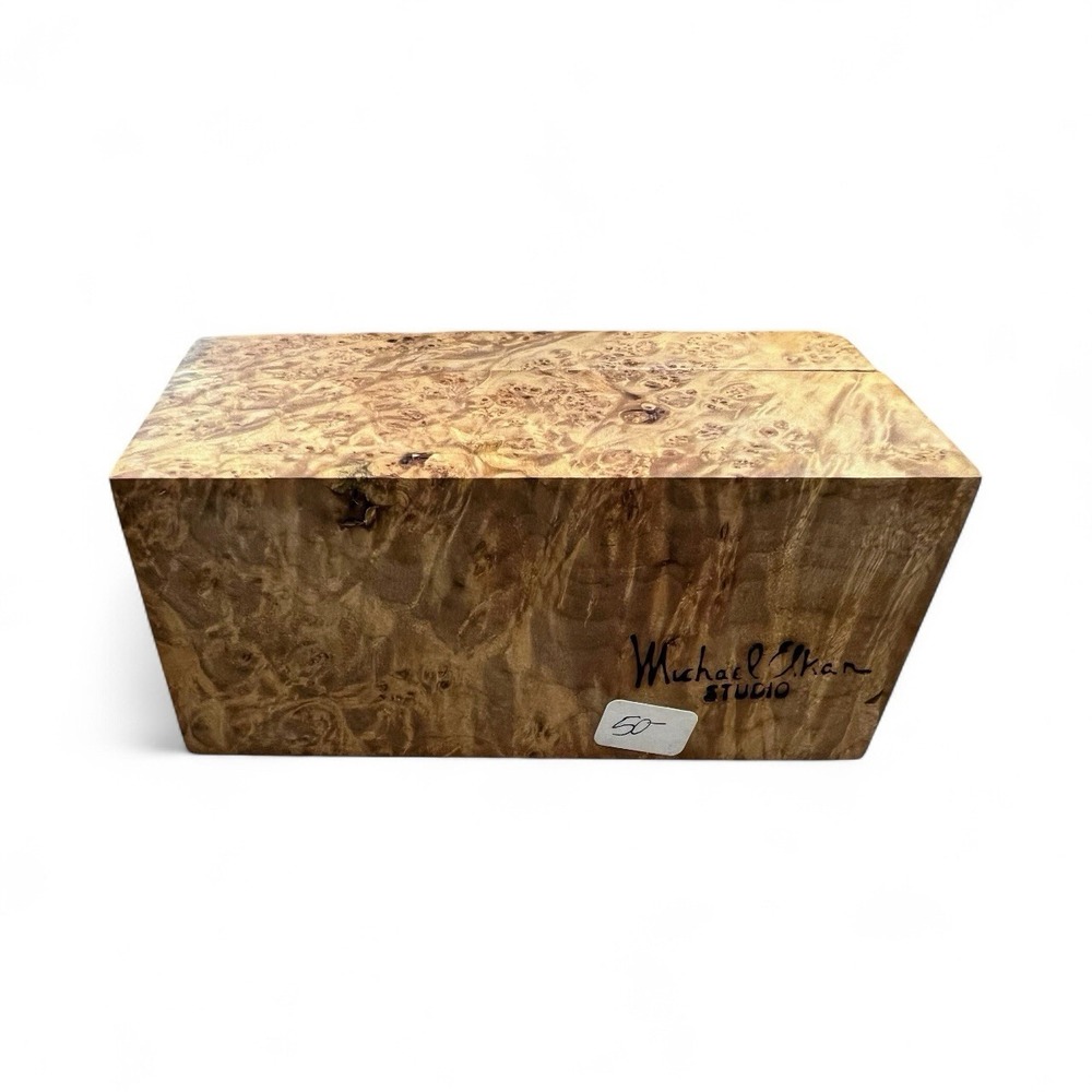Vintage Michael Elkan Studio Crafted Burl Wood Lidded 5.75"‎ Trinket Jewelry Box - Picture 5 of 16